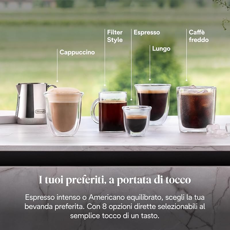 Rivelia Perfetto EXAM440.35.BG, Macchina da Caffè Automatica, Chicchi Macinati al Momento, Portachicchi Intercambiabile, Montalatte Classico, 8 Ricette, Display Touch a Colori, Colore Beige