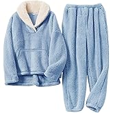 Rousytn Girls Fuzzy Fleece Pants Set Winter Fluffy 2 Piece Outfits Flannel Pullover Sweatshirt Sets Sweatsuit 5-14 Years