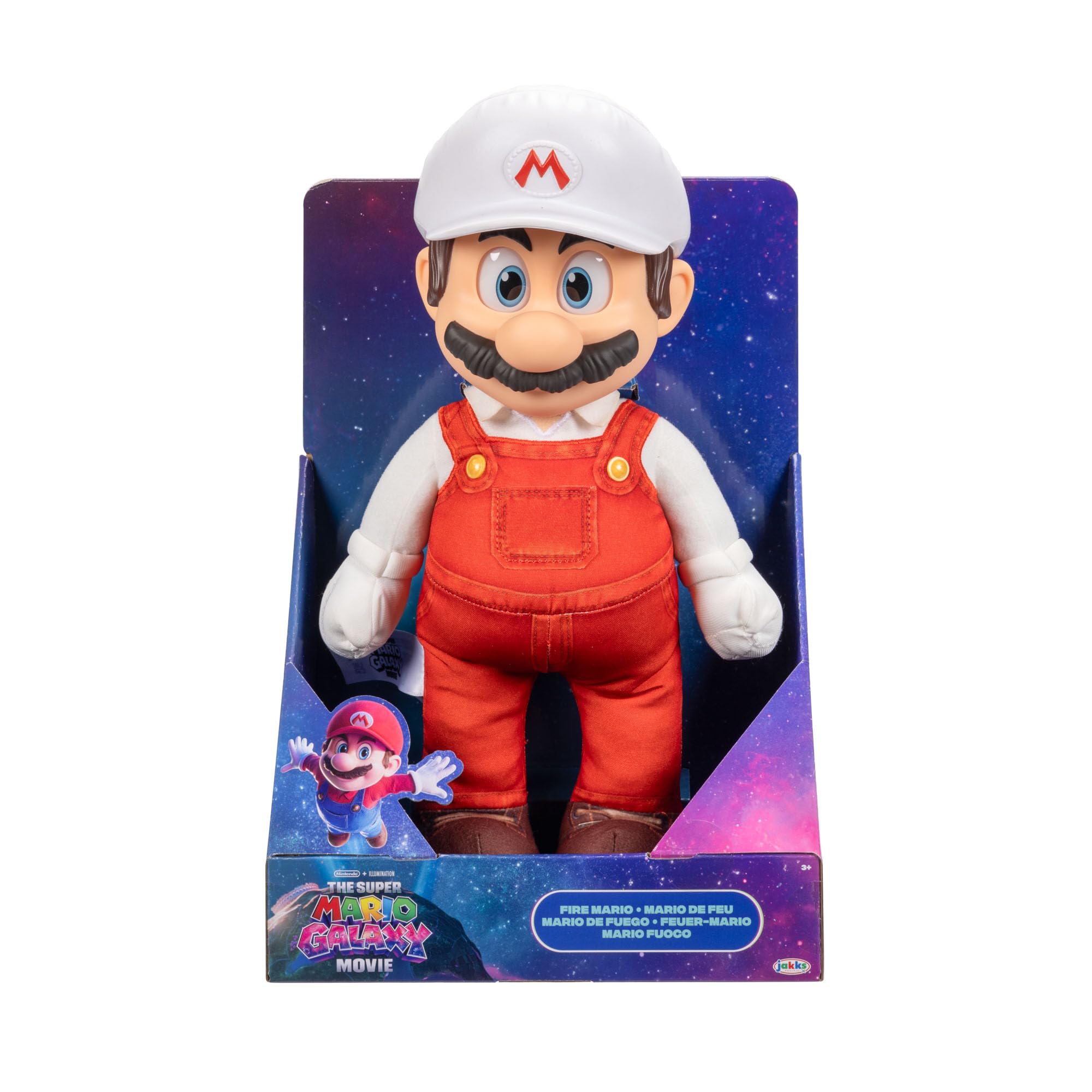„Super Mario Galaxy“-Film: Bewegliches „Fire Mario“-Plüschtier, 35 cm, offiziell lizenziert von Jakks Pacific, Stofftier mit beweglichem Kopf, Nintendo-Sammlerstück, ab 3 Jahren 2
