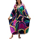 Kaftan Maxi Dress for Women V-Neck Plus Size Boho Beach Cover Up for Resort and Loungewear