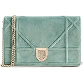 Louis Vuitton Women's Pre-Loved Dior Green Velvet Diorama Wallet On Chain