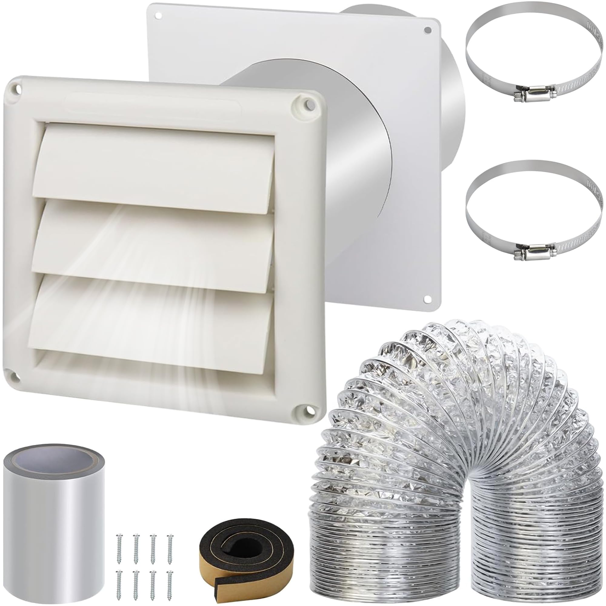 Photo 1 of Dryer Vent Kit with Hose,Duct Connector,Dryer Vent Cover Outside Connector Wall Plate Ducting Kit for Bathroom Ventilation Fans Exhaust,Ceiling Washer Air Circulation