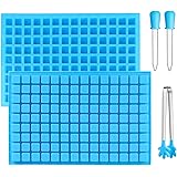 2 pack 126-Cavity Square Silicone Mold Mini Candy Molds Ice Cube Tray with Silicone Dropper Clip for Making Homemade…
