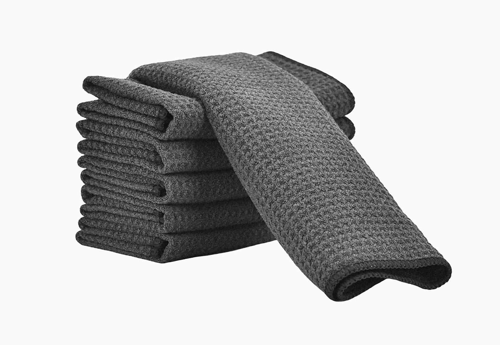 Aniease 3 Pack Microfiber Tea Towels Super Absorbent Quick Dry Kitchen Towels Waffle Weave Kitchen Towels (Grey, 30x30cm)