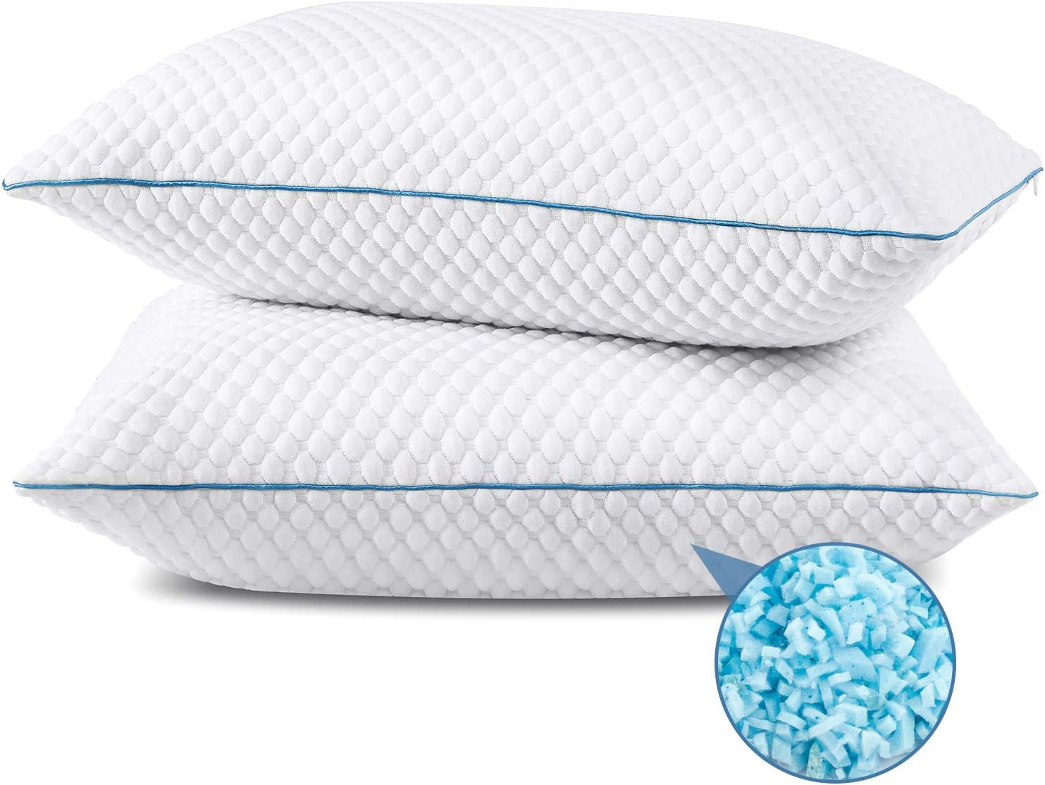 Amazon Com Senosur Shredded Memory Foam Pillows For Sleeping 2 Pack King Size Cooling Bed Pillow With Washable Cover Adjustable Gel Pillows For Stomach Side Back Sleepers Certipur Us Home Kitchen