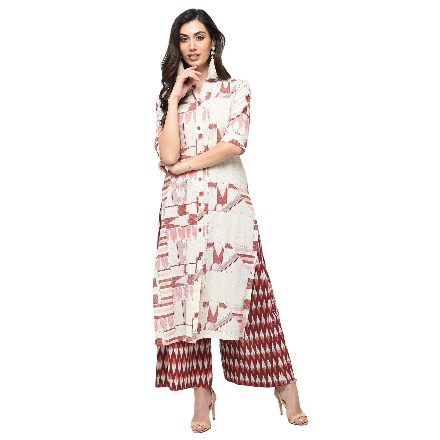 rajmandirfabrics women's cotton printed kurta palazzo set