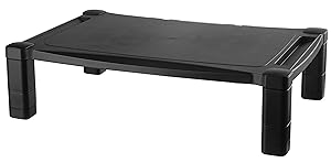 Kantek Extra Wide Single Level Height-Adjustable Monitor/Laptop Stand, 20-Inch Wide x 13-Inch Deep x 3 to 6.5-Inch High, Black (MS500)