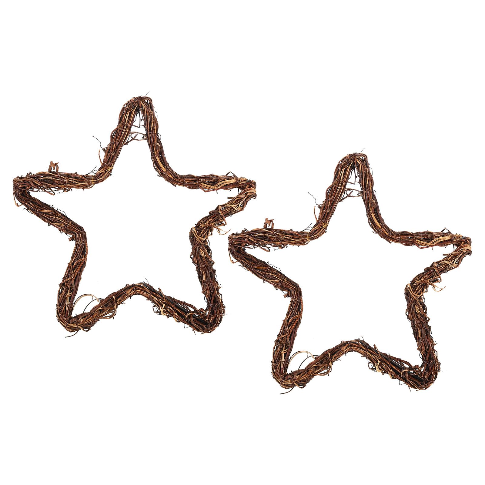 PATIKIL Star Rattan Wreath, 2Pcs 25CM Christmas Natural Vine Branch Wreath Garland Floral Ring Hoop for Door Window Hanging Decorations, Brown