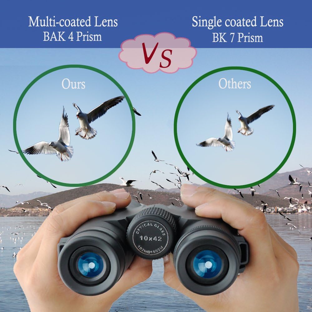 Gosky 10x42 Roof Prism Binoculars for Adults, HD Professional Binoculars for Bird Watching Travel Stargazing Hunting Concerts Sports-BAK4 Prism FMC Lens-with Phone Mount Strap Carrying Bag : Camera & Photo