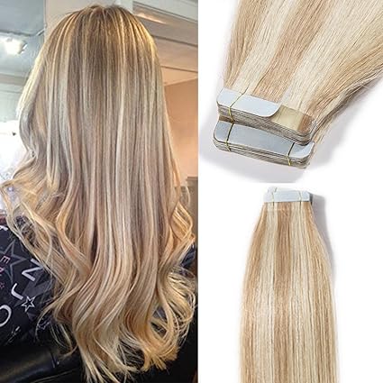Extension Capelli Veri Adesive Meches 100g 40 Ciocche Biadesive Capelli Naturali Con Biadesivo Tape Hair Extensions Remy Human Hair 55cm 18613
