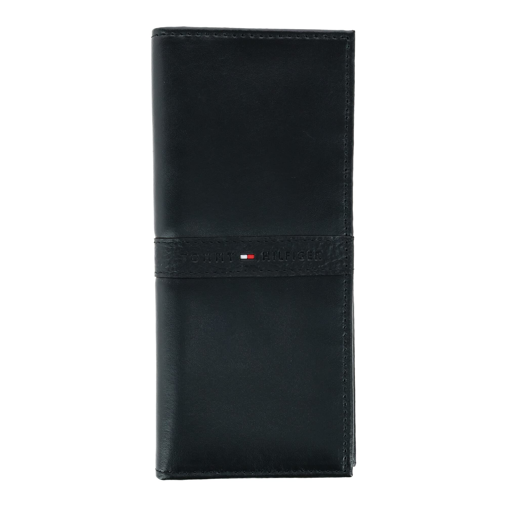 Tommy Hilfiger Men's Classic Secretary Wallet with ID Window and Multiple Card Slots, Black Ranger, One Size