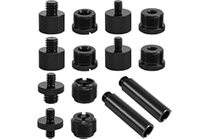 12pcs Microphone Stand Adapter Screws with Extension Tube, Alloy 5/8" Female to 3/8" Male & 5/8 Female to 1/4" Male Mic Stand