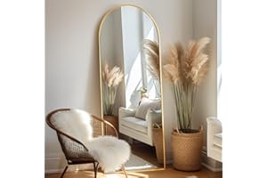 FVANF Arched Full Length Mirror, 64"x21" Free Standing Floor Mirror, Modern Full Body Mirror with Stand, Wall Mirror with Aluminum Alloy Frame for Bedroom,Living Room, Gold
