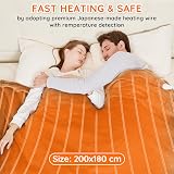 Mia&Coco Electric Heated Blanket Throw 200x180cm Flannel Sherpa 10 heat 9h view 4