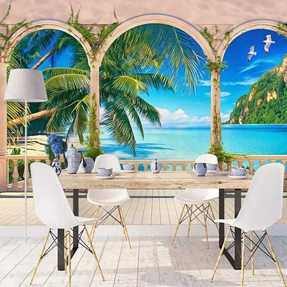 YiShuQiang Wallpaper Fototapeten Küsten-Baum-Landschaftswand Wandbilder Wohnzimmer Schlafzimmer Büro Flur Dekoration Fototape