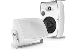 STUDIOFINIX 6.5-Inch 400W Outdoor Bluetooth Speakers Waterproof Wired, Wall-Mount Waterproof Speaker System for Patio, Home, Poolside, Deck, Backyard (Pair,White)