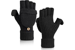 Cierto Winter Gloves for Women & Men | Convertible Fingerless Gloves for Cold Weather,Womens Warm Knit Mittens