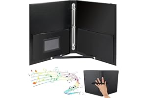 AllMyHomy Sheet Music Binder 3 Ring, Faux Leather Choir Music Folder with Hand Strap & Pockets, Fits Letter Size 8.5" x 11" &