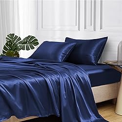 MR&HM Satin Bed Sheets, Full Size Sheets Set, 4 Pcs