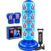 Marwan Sports Inflatable Light Up Punching Bag for Kids - LED Glowing Bop Bag with Sound, Active Toys for Boys &amp; Girls Ages 3-12