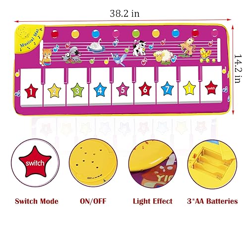 DITHIN Piano Mat Toys for 1+ Year Old Girl Musical Mat Toys for