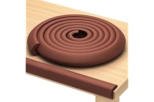 KOMFORTOLOGY Premium 12ft Edge Protector for Baby, Odorless & Waterproof Edge Protector with 3M Adhesive Tape, Non-Toxic to Baby Proof Corners and Edges, Wall Corner Protector & Desk Edge Cushion Brown