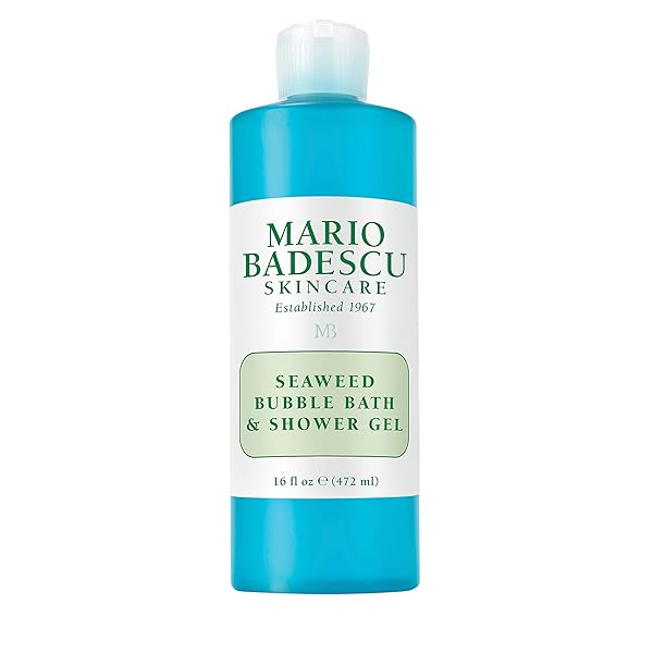 MARIO BADESCU SEAWEED BUBBLE BATH & SHOWER GEL – 2-IN-1 DAILY MOISTURIZING BODY WASH FOR MEN AND WOMEN – BODY CARE ENRICHED WITH MARINE-LIKE FRAGRANCE – REVITALIZES SKIN FROM HEAD TO TOE, 16 FL OZ