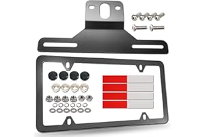 BGGTMO Trailer License Plate Bracket Holder- ATV/RVs/Boat/Jet Ski Utility Trailer Metal Car Tag Frame and Black Aluminum Cover Mounting Kit with Screw Caps