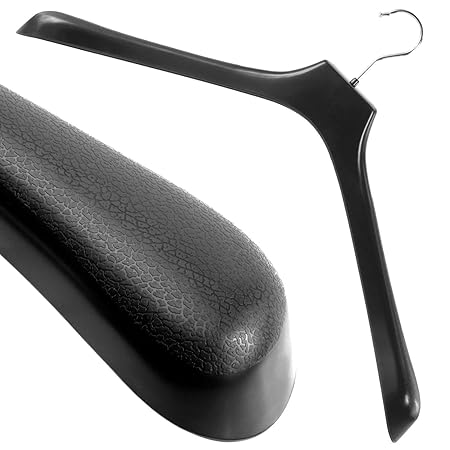 HANGERWORLD 15 Stabile XXL KunststoffKleiderbügel 50cm Schwarz 5,5cm Schulverbreitung
