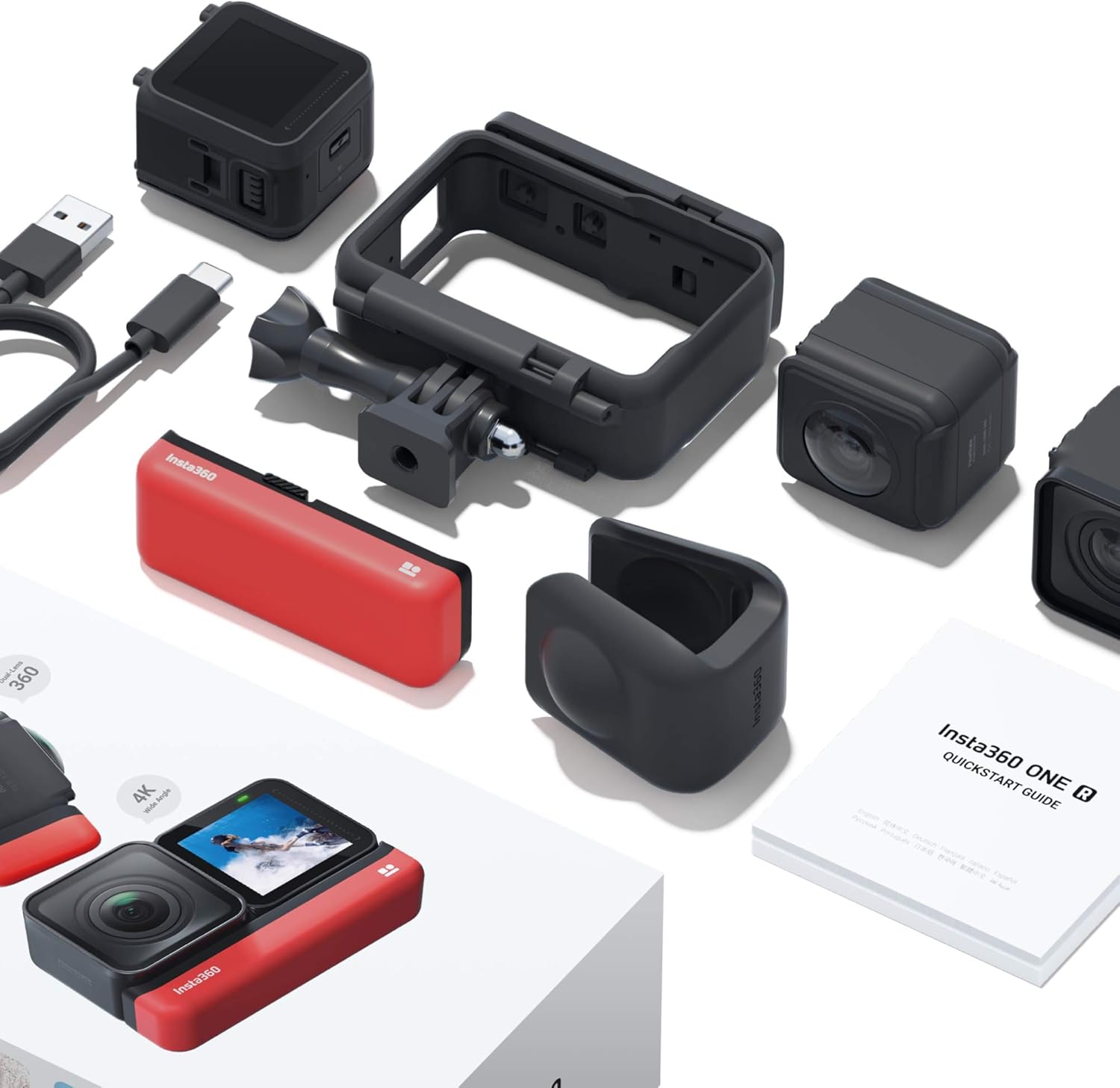 Insta360 ONE R Twin Edition – Action Camera & 360 Camera with Interchangeable Lenses, Stabilization, IPX8 Waterproof, Touch Screen, AI Editing : Camera & Photo