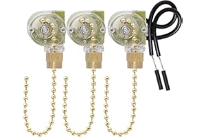 Topbuti 3 Pack Ceiling Fan Switch Zing Ear ZE-109 Two-Wire Light Switch, Wall Lights Pull Chain Switch Control Replacement wi