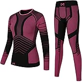 MEETYOO Thermal Underwear Set for Women, Winter Long Johns with Fleece Lined Warm Base Layer Top and Bottom Set for Skiing
