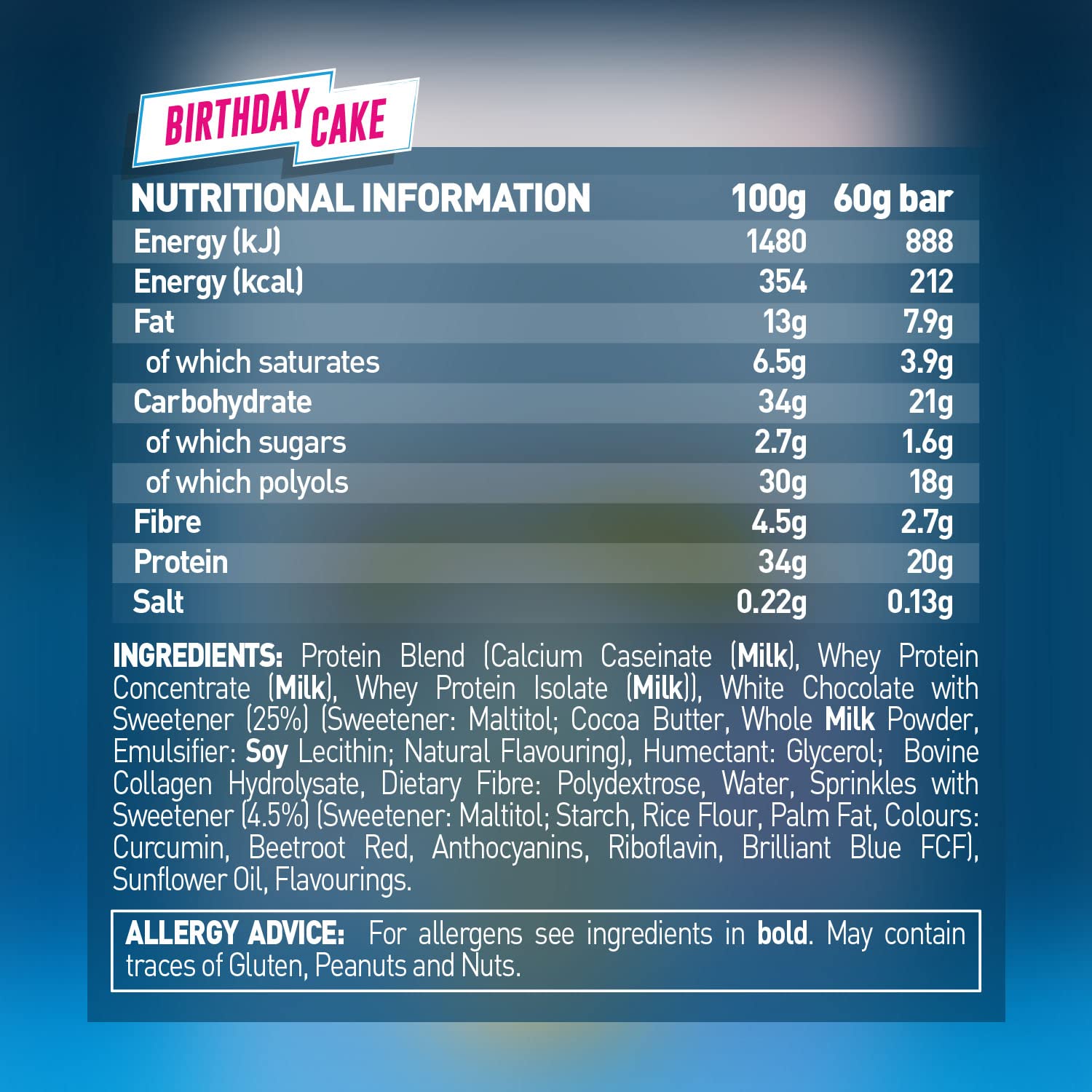 Grenade High Protein, Low Sugar Bar - Birthday Cake, 12 x 60 g