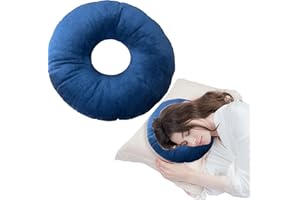 GCHC-CYL Ear Piercing Pillow for Side Sleepers，Donut Pillow with Ear Hole Ear covers for sleeping ，Pillow with arm hole，Ear Guard Pillow for Ear Pain Ear Pressure (Blue-Velvet)