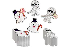 100 Pcs Halloween Lollipop Paper Cards Creative DIY Mummy Ghost Sugar Card Candy Chocolate Wrapping Lollipop Holder Decoratio