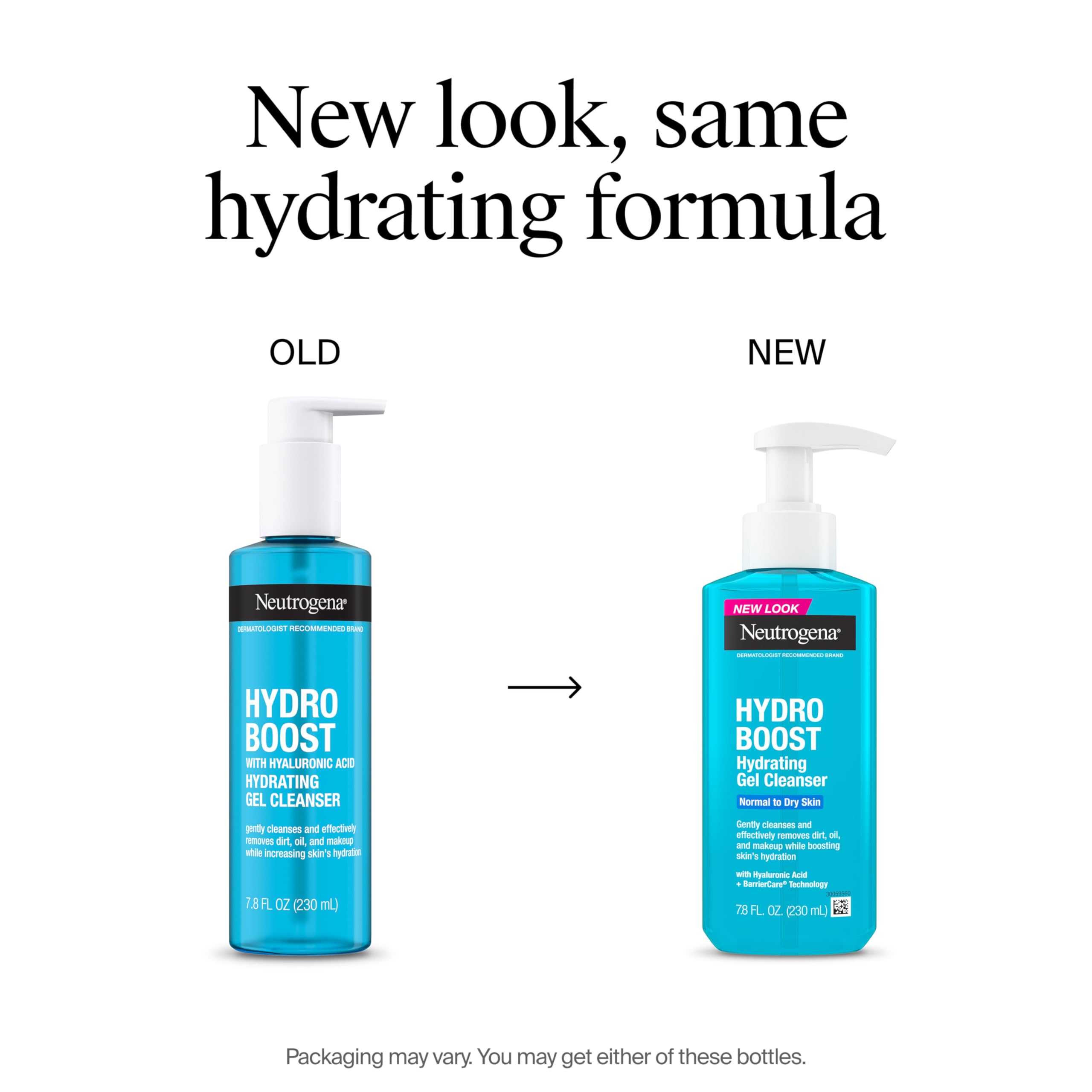 Neutrogena Hydro Boost Hydrating Face Wash & Makeup Remover, Gentle Facial Cleanser Gel with Hyaluronic Acid, Locks Moisture for Soft Supple Skin, Hypoallergenic, Oil-Free, Soap-Free, 7.8 fl oz