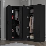 Reflect 2 Piece Wardrobe Bundle | 2 Door Corner & Plain | Black Gloss view 3