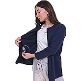 Inspired Comforts Women's Mastectomy Recovery Full Sleeves Front Open Zip Up Shirt with Drain Pockets
