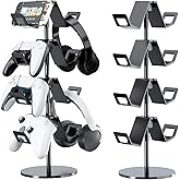 Karanava Controller Holder 4 Tier,Headphone Stand - Adjustable Headset Holder for Xbox PS5 PS4 Switch Pro - Gaming Accessories Storage for Gamer,Desk/Floor(Black)