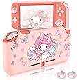DLseego Little Red Hood Rabbit Switch Lite Protective Case Cute TPU Soft Cover Shock Absorption Anti-Scratch Shell with 2PCS Lovely Bunny Thumb Grips for Switch 2019 Version - Pink