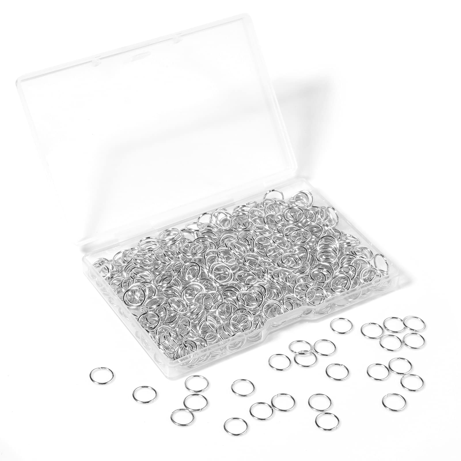 Photo 1 of 1000 Pcs 8mm Open Jump Rings Silver Plated Jump Rings for Jewelry Making Single Ring Bulk for DIY Craft Earring Necklace Bracelet Pendant Choker Jewelry Making Findings and Key Ring Chain