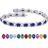 Iefil Tennis Bracelets for Women - 925 Sterling Silver Birthstone Bracelet, Anniversary Birthday Gifts for Women, Jewelry Gifts for Woman Her, 6.5"-7"