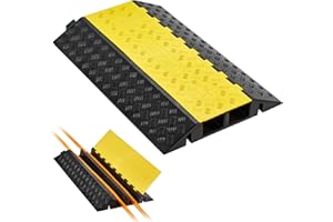 VEVOR Cable Protector Ramp, 22,000 lbs/axle Capacity, 2 Channel Heavy Duty Rubber Cord Hose Wire Cover, 4 x 3 in Channel, Tra