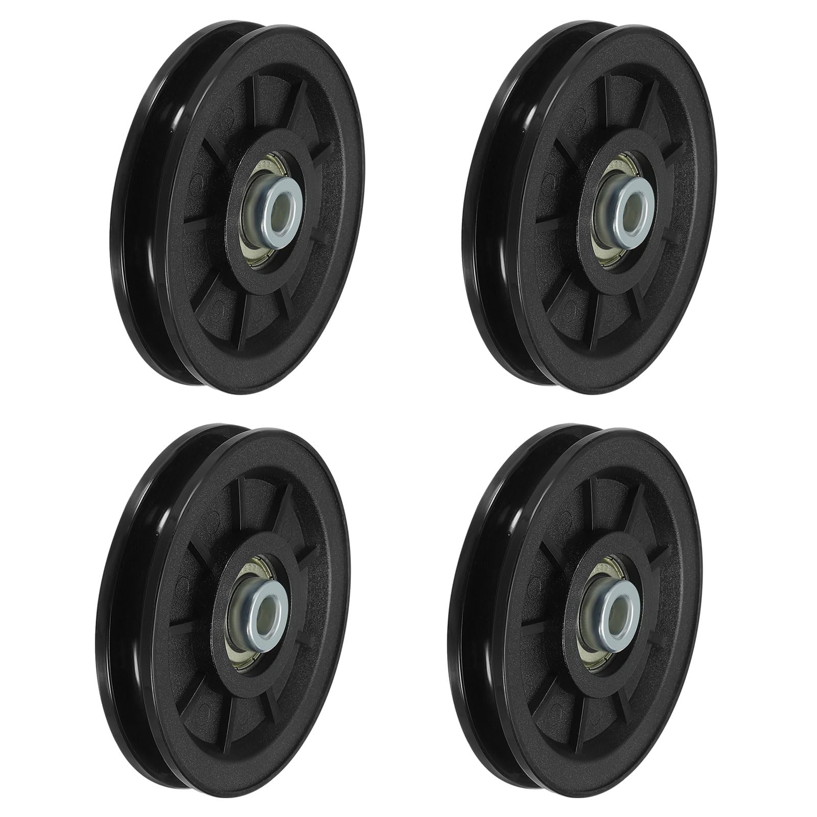 PATIKIL Universal Bearing Pulley Wheel 100mm/3.9", 4 Pack Nylon Bearing Pulley Wheel Lifting Bearing Wheel Replace for Gym Equipment Part Cable Machine