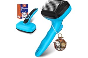 YOYUPETA Dog Self Cleaning Slicker Brush for Shedding, Ideal for Short Long Haired Dogs, Including Cat. Removes Loose Fur, Undercoat, Mats, Tangled Hair. Suit for Large Medium Small Animal, Blue