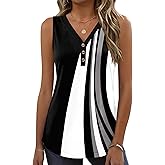 Zeagoo Tank Tops for Women 2026 Summer Top Henley Shirts Dressy Casual Loose Fit V-Neck Button Down Sleeveless Tshirt Blouse