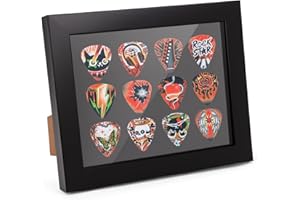 Guitar Pick Display Frame, Guitar Pick Display Case with 12 Plectrum Inlay Slots, Desktop and Wall Mountable, Guitar Pick Cas