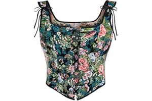 TEYUJOSEM Women's Renaissance Corset Floral Lace Up Boned Bustier Vintage Corset Bodice