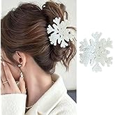 Snowflake Hair Clips for Women, Christmas Hair Claw Clips White Snowflake Strong Hold Large Hair Jaw Clips Cute Non-slip Winter Hair Barrettes Strong Hold Christmas Party Hair Accessories Decorations