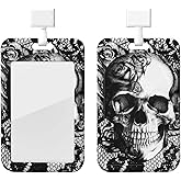 Skull Skeleton Badge Holder, Vertical Id Badge Holder with Breakaway Lanyards for School Office Accessories Supplies